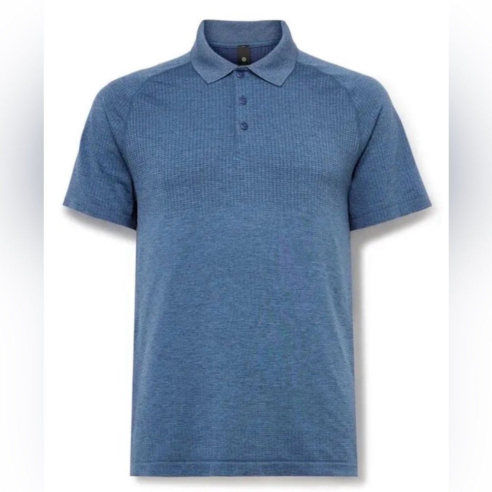 Lululemon Metal Vent Tech Polo Shirt Blue Heathered Men’s Large - Picture 2 of 8
